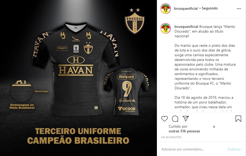 A camisa preta e dourada do Brusque - Blog Denis Luciano ...