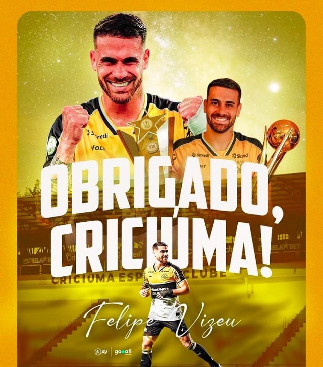 Felipe Vizeu deixa o Criciúma após duas temporadas - Blog Enio Biz - 4oito