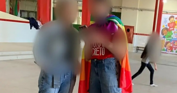 Escola estadual Bernardo Schmitz, em Sangão, onde a foto teria sido feita | Foto: Reprodução