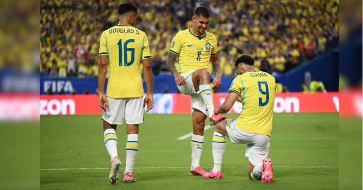 Com grande atuação coletiva, o Brasil confirmou o primeiro lugar do grupo I Divulgação Fifa/4oito