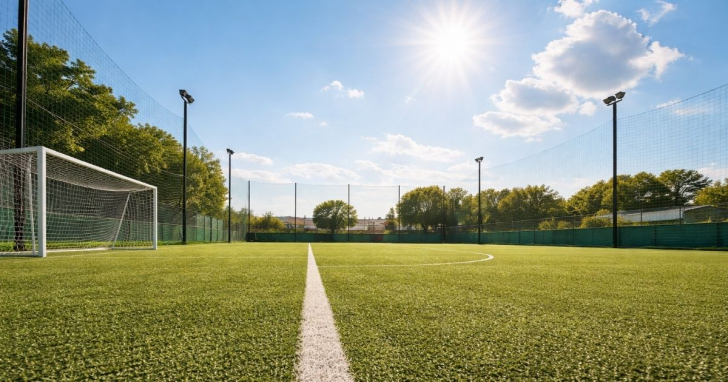 Estudos apontam que gramados sintéticos podem atingir até 90°C em dias quentes - Imagem gerada com auxílio de IA