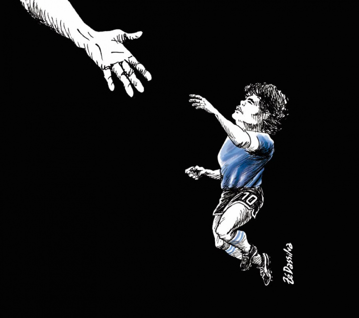 A charge de Zé Dassilva para Maradona / Facebook / Reprodução