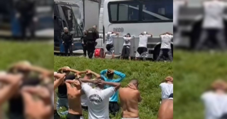 Polícia Militar controlou envolvidos na briga entre torcidas em Itapema | Reprodução/Redes Sociais/4oito