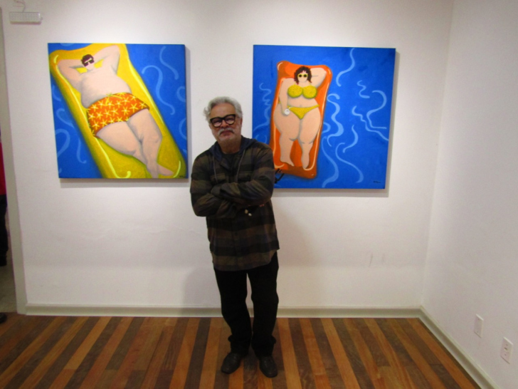 Dudu Rodrigues na sua exposição no Centro Cultural Jorge Zanatta / Divulgação