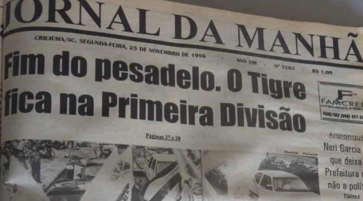 Reprodução / Jornal da Manhã, 25/11/1996
