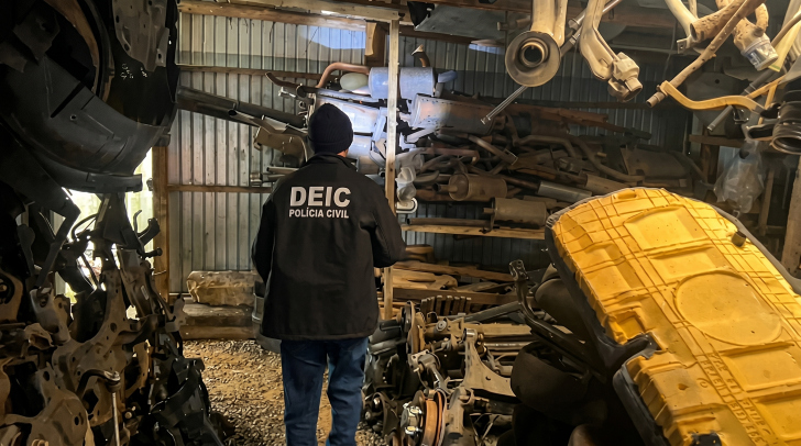 Componentes encontrados em Criciúma já foram ligados a 62 veículos furtados ou roubados | Foto: Divulgação/Polícia Civil SC