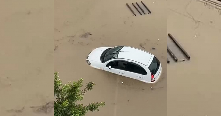 Chuva intensa provoca acúmulo de água em ruas de Criciúma nesta segunda-feira | Foto: Divulgação/Especial 4oito
