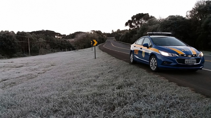 Em Ponte Alta os policiais registraram -5°C / Divulgação