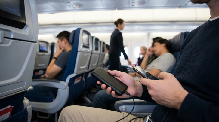Powerbanks terão uso restrito dentro de aviões | Foto: Imagem gerada com auxilio de IA/4oito