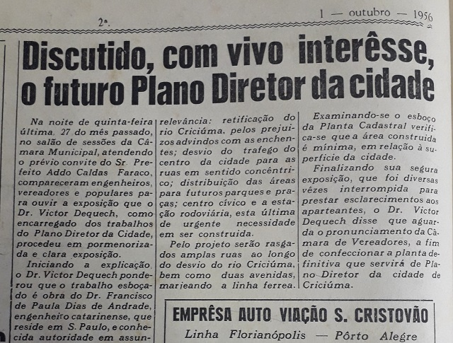 Reprodução / Tribuna Criciumense, 1/10/1956