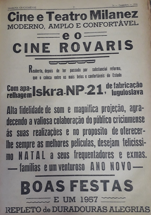 Reprodução / Tribuna Criciumense, 24/12/1956