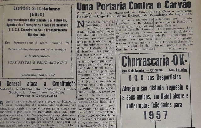 Reprodução / Tribuna Criciumense, 24/12/1956