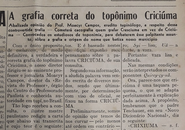 Reprodução: Tribuna Criciumense, 18/7/1955
