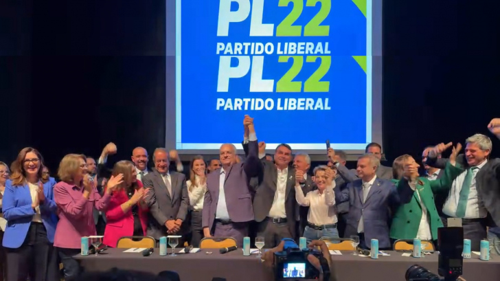 Anúncio também confirmou Michelle Bolsonaro na disputa ao Senado e citou Julia Zanatta entre os nomes lembrados para a vice | Foto: Reprodução/Youtube