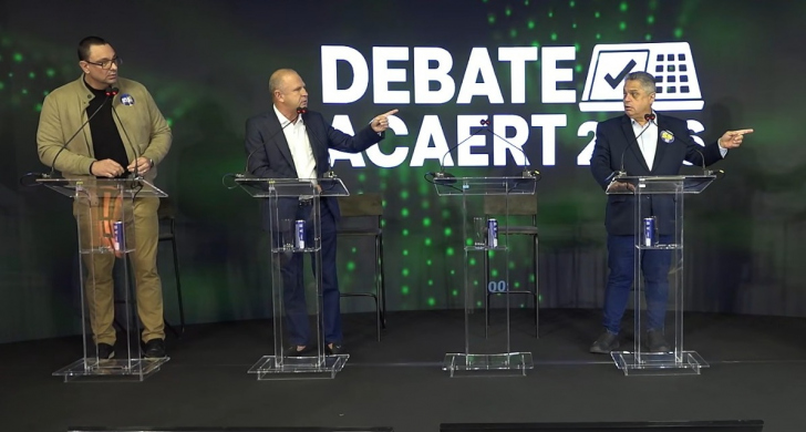 Candidatos participaram de confrontos diretos durante o segundo bloco do debate da Acaert | Foto: Reprodução/Youtube