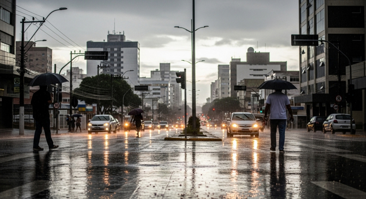Chuva e temporais podem atingir Criciúma neste sábado | Foto: Imagem gerada com auxilio de IA/4oito