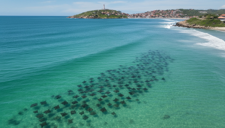 Registro raro encantou moradores e visitantes neste domingo (01) | Foto: Imagem gerada com auxilio de IA/4oito