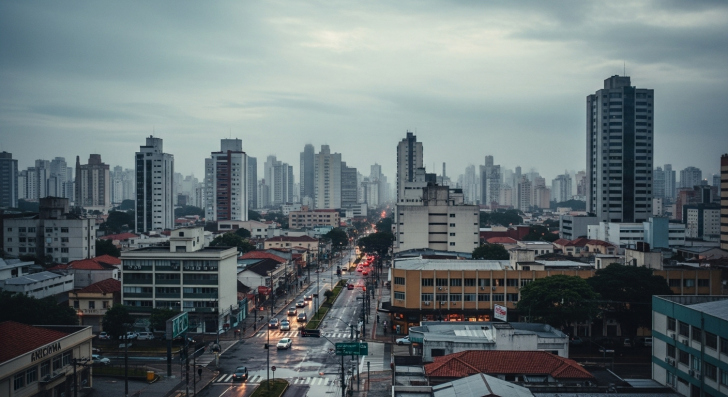 Depois de um dia de calor intenso, a chuva chegou à região de Criciúma | Foto: Imagem gerada com auxilio de IA/4oito