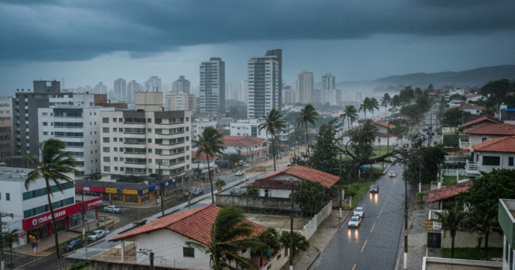 Chuva em Santa Catarina exige cuidado redobrado da população | Foto: imagem reproduzida com auxilio de IA/4oito