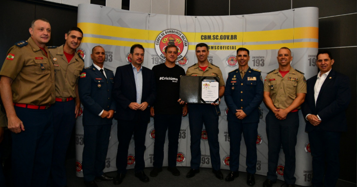 Evento de ativação da 5ª Região Bombeiro Militar no Sul do estado contou com a presença do prefeito de Criciúma Vagner Espindola | Foto: Divulgação / CBMSC