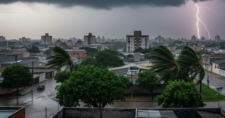 Chuva forte e ventos intensos devem atingir Criciúma e região nas próximas horas | Foto: imagem reproduzida com auxílio de IA/4oito