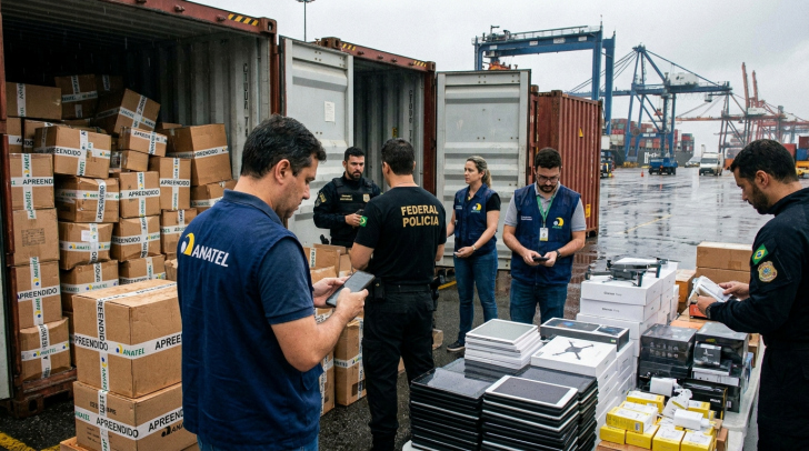 Santa Catarina lidera apreensões de produtos irregulares de telecomunicações no Brasil | Foto: Imagem gerada com auxilio de IA/4oito