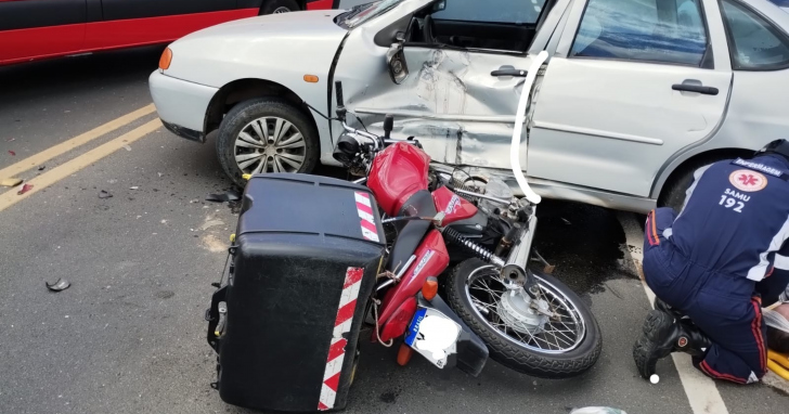 Motociclista foi hospitalizado em Içara | Foto: CBMSC/Divulgação