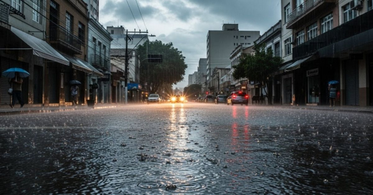 Sul de Santa Catarina entra em alerta laranja com risco de temporais severos | Foto: Imagem gerada com auxílio de IA/4oito