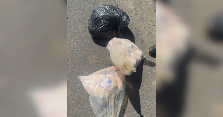 Três sacos foram recuperados, mas o resto foi levado pelo rio | Foto: Divulgação/4oito