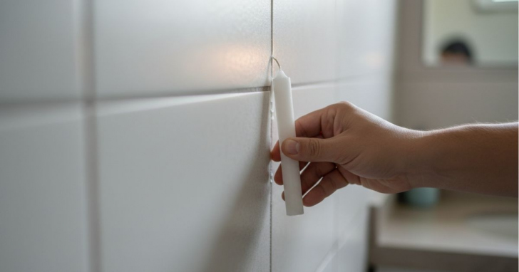 Confira passo a passo de como usar cera de vela para manter rejuntes de azulejos mais limpos no banheiro | Foto: Imagem gerada com auxílio de IA/4oito