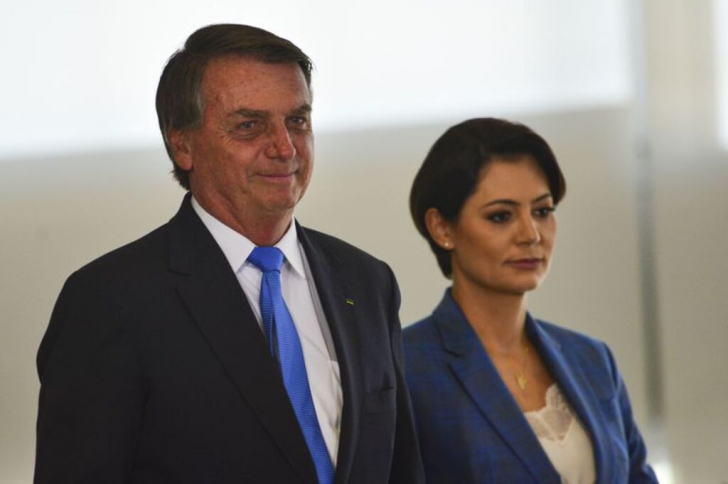 Ex-presidente Jair Bolsonaro e ex-primeira-dama Michelle visitam SC. Foto: Marcelo Camargo/Agência Brasil