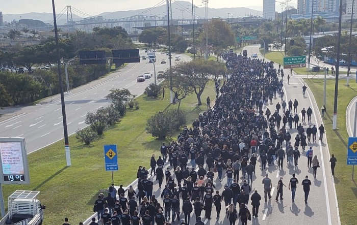 Há alguns dias, policiais civis realizaram manifestação em Florianópolis contra a Reforma da Previdência. Foto: Divulgação