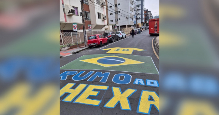 Duas ruas de Criciúma conseguiram autorização da DTT para pintura em verde e amarelo | Foto: Divulgação/4oito