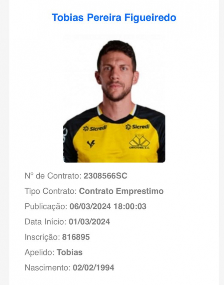 Tobias Figueiredo sai no BID e fica à disposição de Tencati