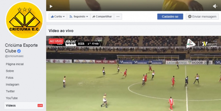 Tigre x Hercílio Luz ao vivo via Facebook