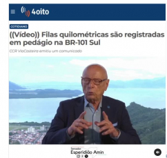 Notícia - Amin defende sistema de pedágio sem cancelas para evitar filas no verão
