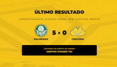 Notícia - Veja quem acertou o Bolão Bistek da partida entre Palmeiras e Criciúma