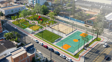 Notícia - Praça da Cesaca ganha obra para ter quadras, playground e espaço pet em Criciúma