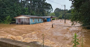 Notícia - Temporal atinge 55 municípios e deixa centenas de pessoas fora de casa em SC