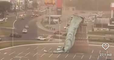 Notícia - Vento forte derruba estátua da Havan em Guaíba