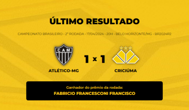 Notícia - Confira quem venceu o Bolão Bistek entre Atlético Mineiro e Criciúma