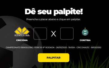 Notícia - Bolão Bistek: Dê seu palpite para Criciúma x Coritiba