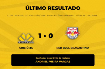 Notícia - Veja o vencedor do Bolão Bistek para Criciúma x RB Bragantino