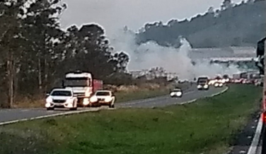 Notícia - Fogo atinge matagal ao lado da BR-101 em Treze de Maio