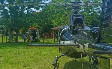 Após cair de telhado, homem precisa ser socorrido de helicóptero