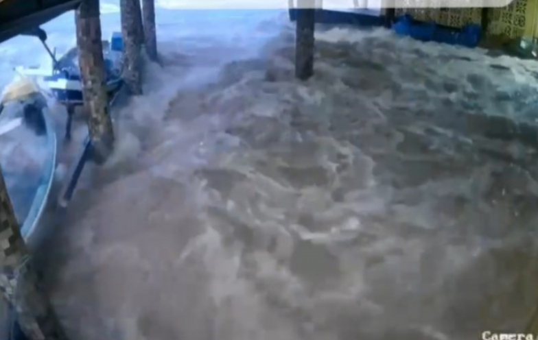 Tsunami meteorológico provoca alagamentos em Jaguaruna, Imbituba e Laguna