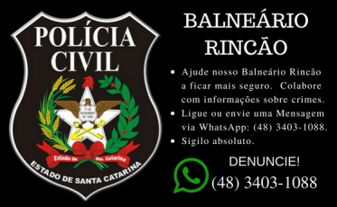 Polícia Civil de Balneário Rincão disponibiliza WhatsApp para denúncias