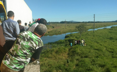 Veículo capota e cai de ponte na BR-101