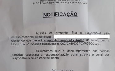 Quem insistir em ficar com estabelecimento aberto será notificado