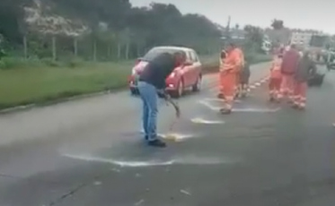 Empresário é preso após quebrar tachões que eram instalados em rodovia